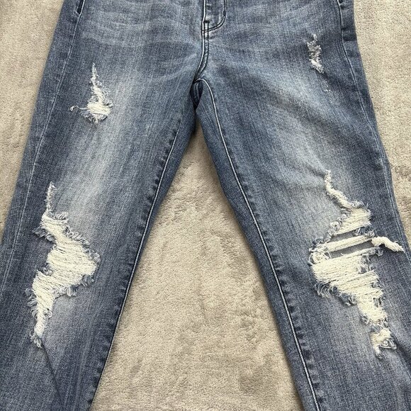Judy Blue Jeans Womens 3 / 26 Boyfriend Fit Medium Wash Stretch Denim Distressed - Picture 10 of 16